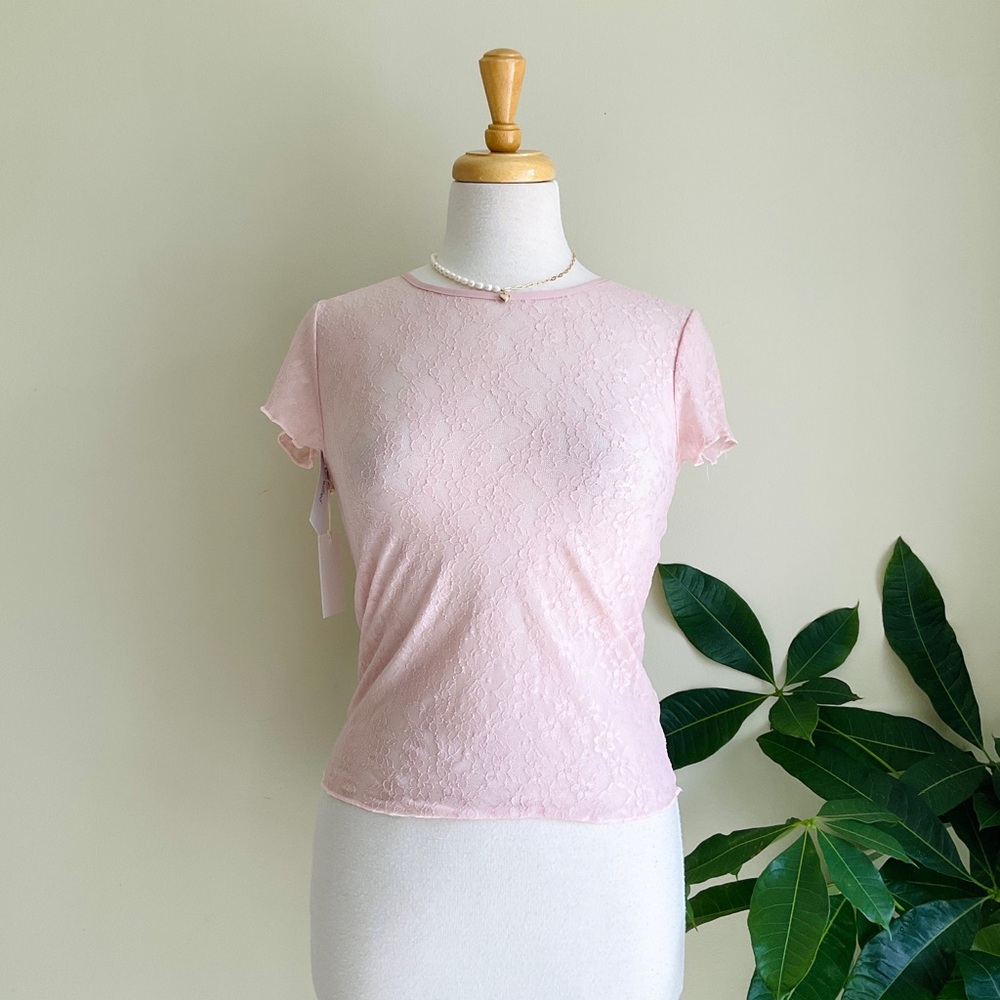 Wilfred Pale Pink Lace Short Sleeve Tee